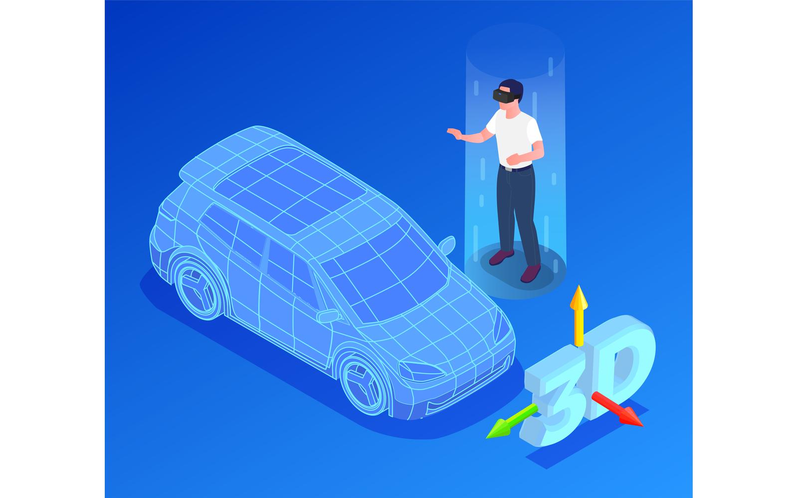 Car Designer Profession Isometric 210120127 Vector Illustration Concept