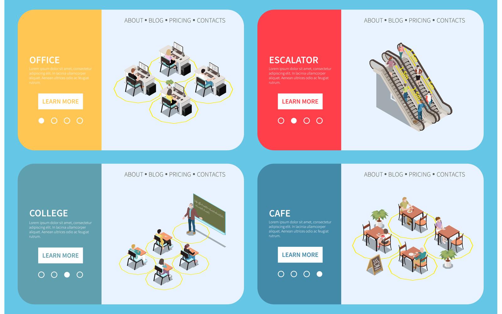 Social Distancing Isometric 210210908 Vector Illustration Concept