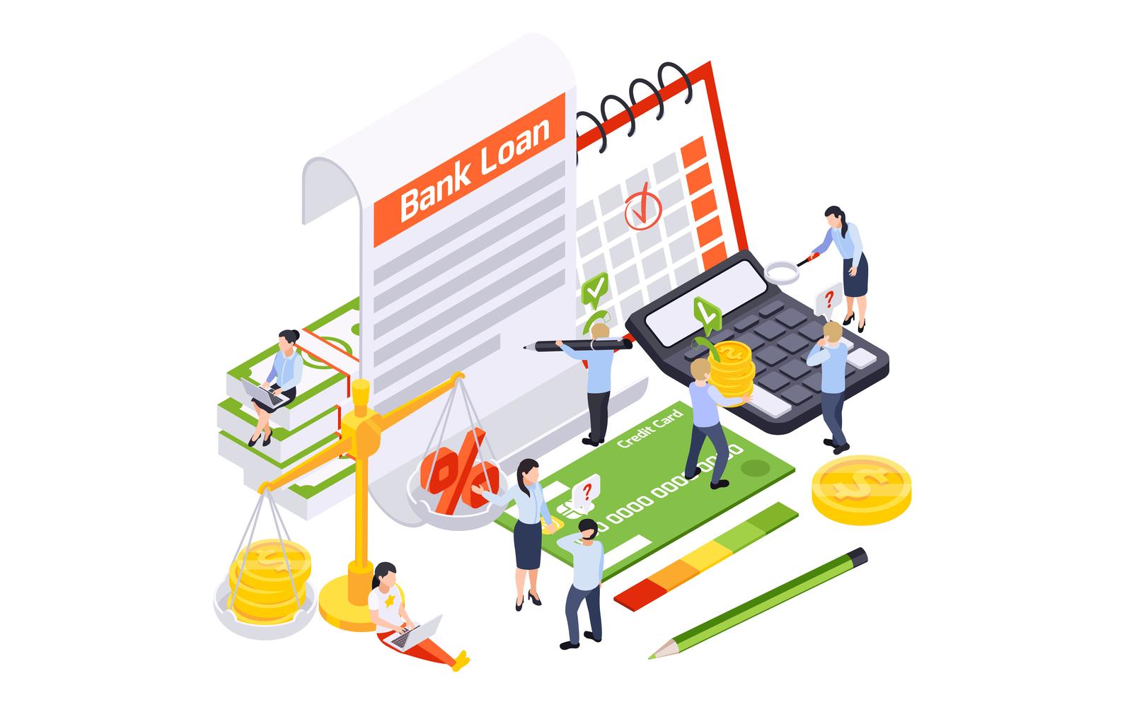 Bank Loan Isometric 210203927 Vector Illustration Concept