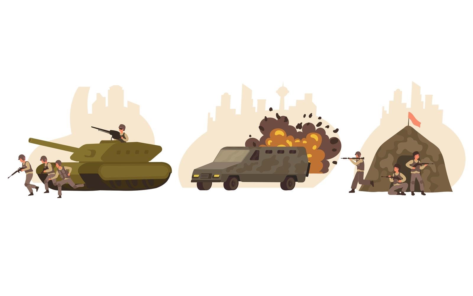 War Composition Flat 210250605 Vector Illustration Concept