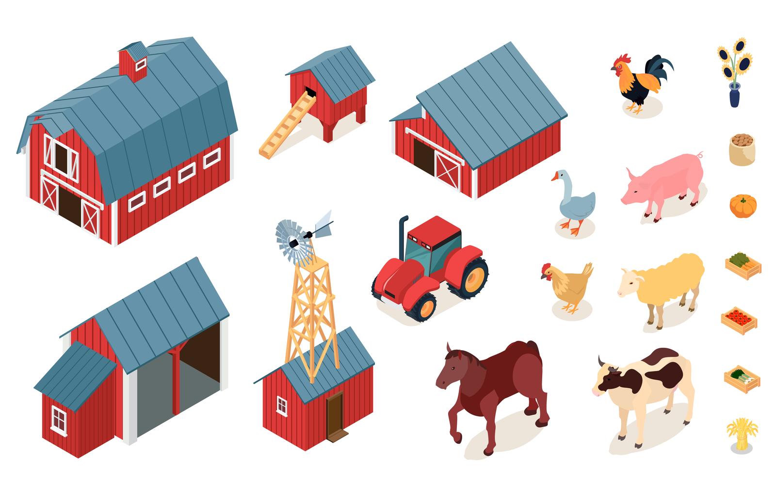 Isometric Farm Set 210303220 Vector Illustration Concept