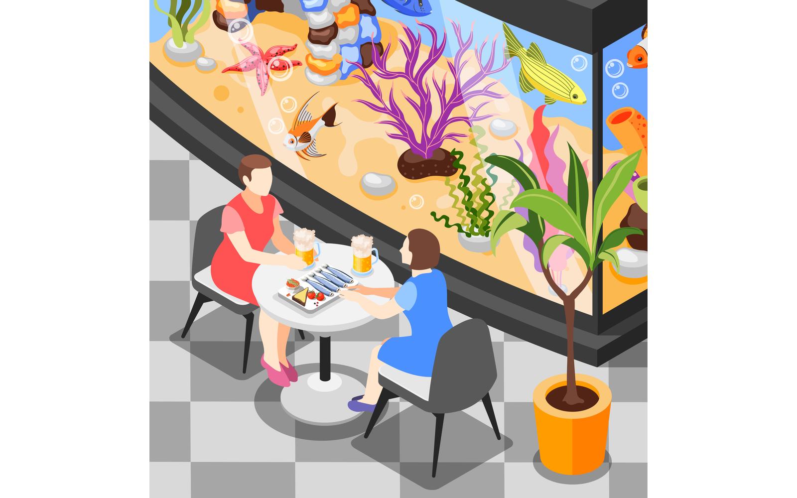 Aquarium Isometric Composition 210230114 Vector Illustration Concept