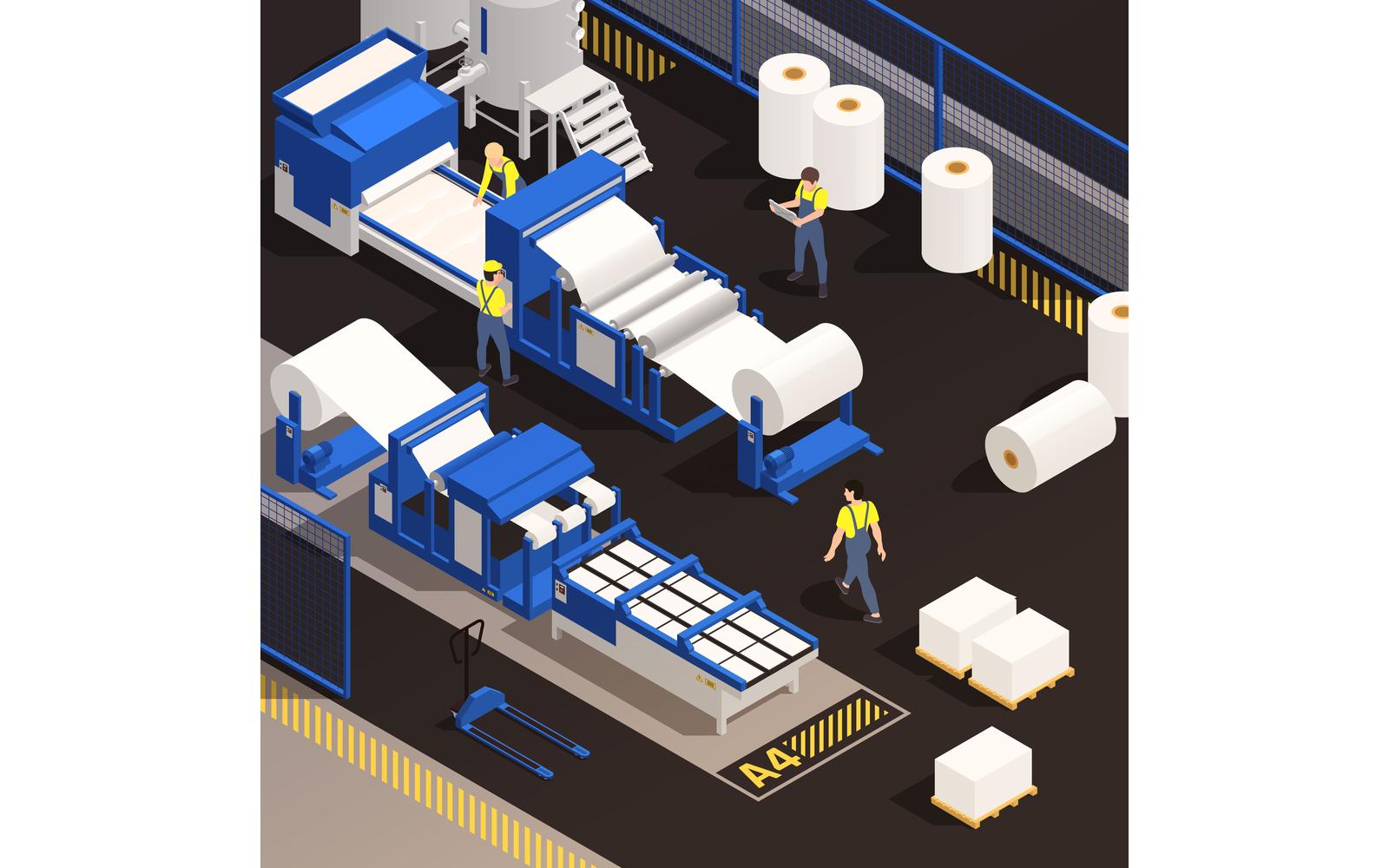 Paper Production Isometric Set 210310112 Vector Illustration Concept