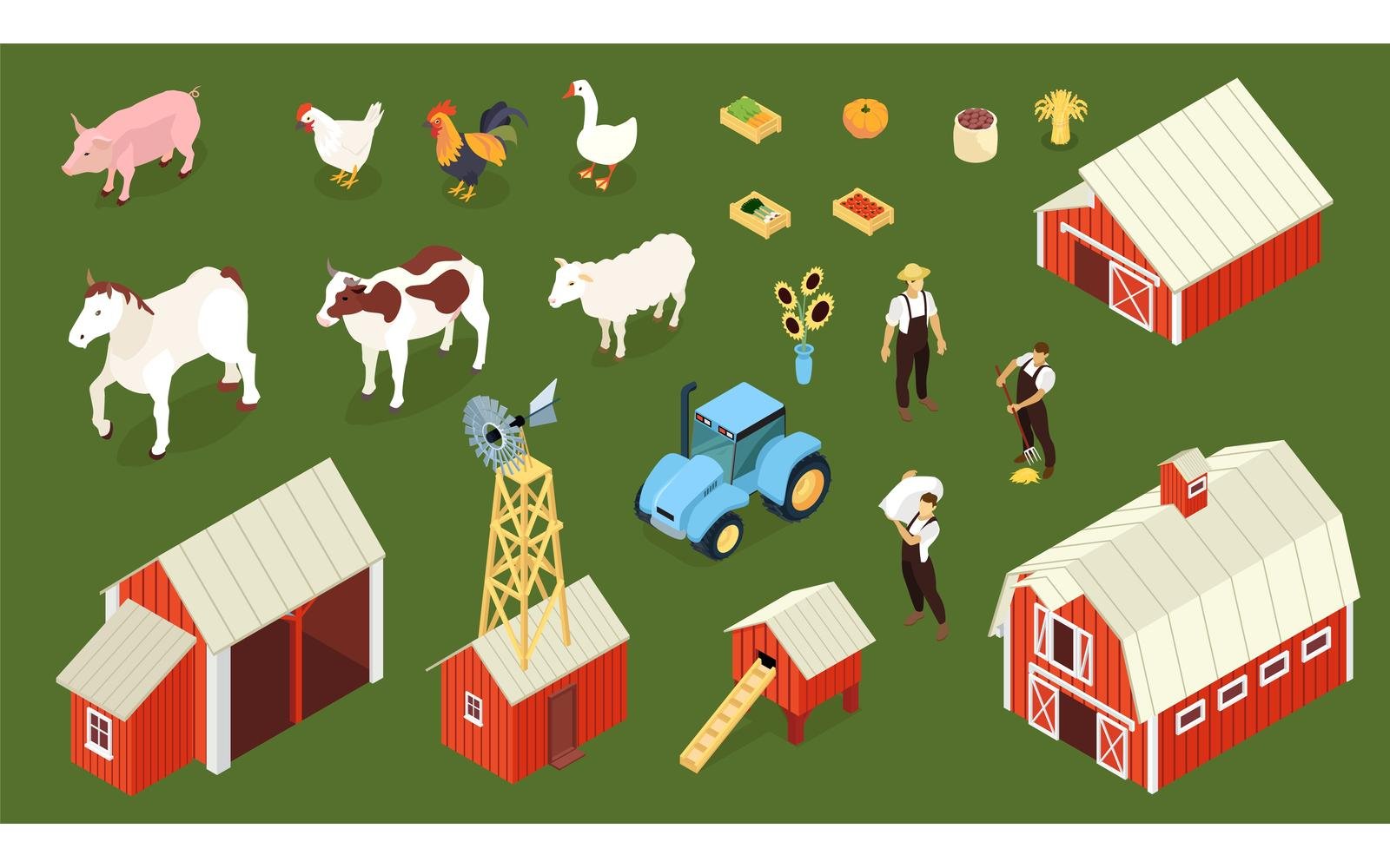 Isometric Farm Color Set 210303221 Vector Illustration Concept