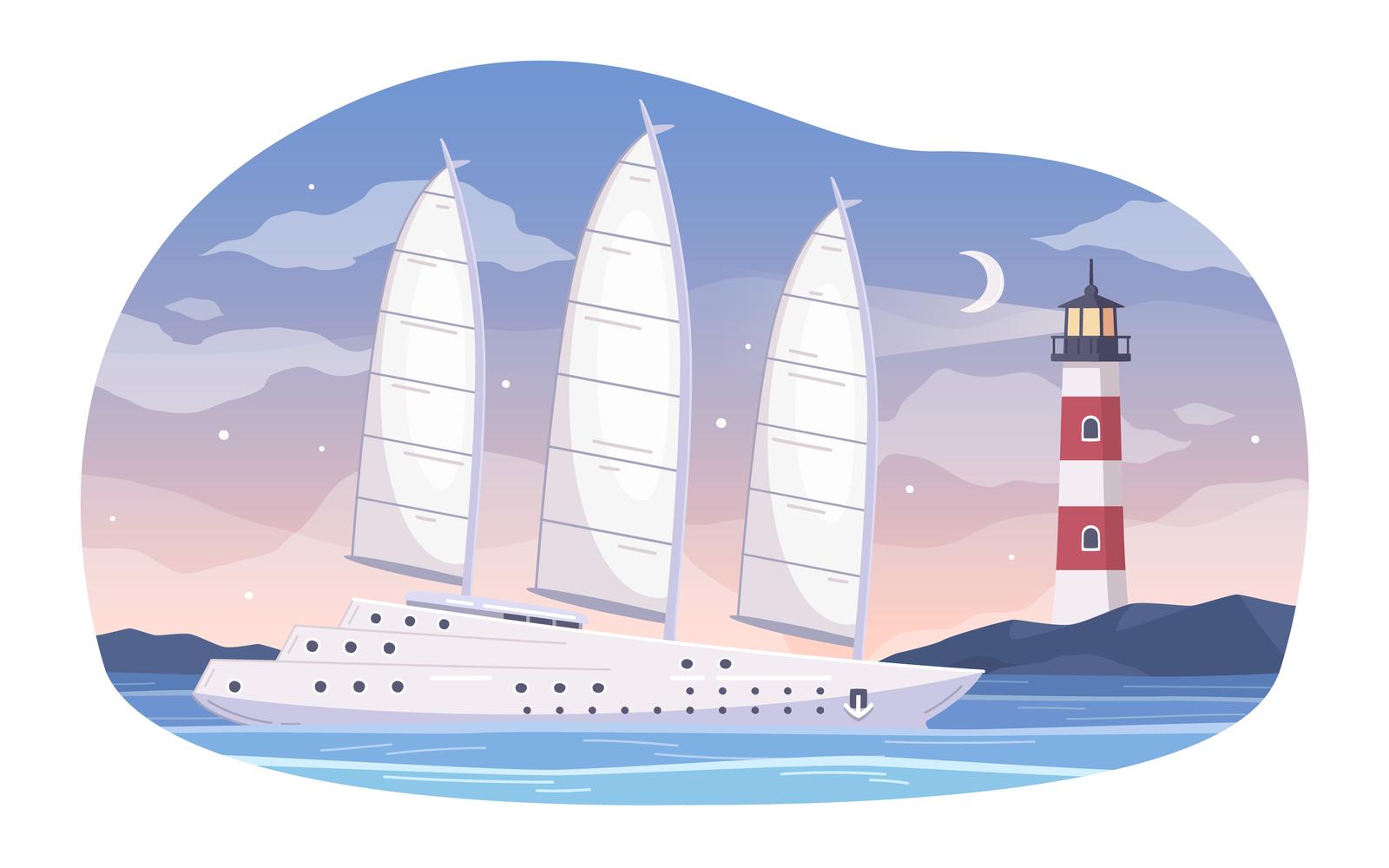 Yachting Cartoon Set 210220321 Vector Illustration Concept