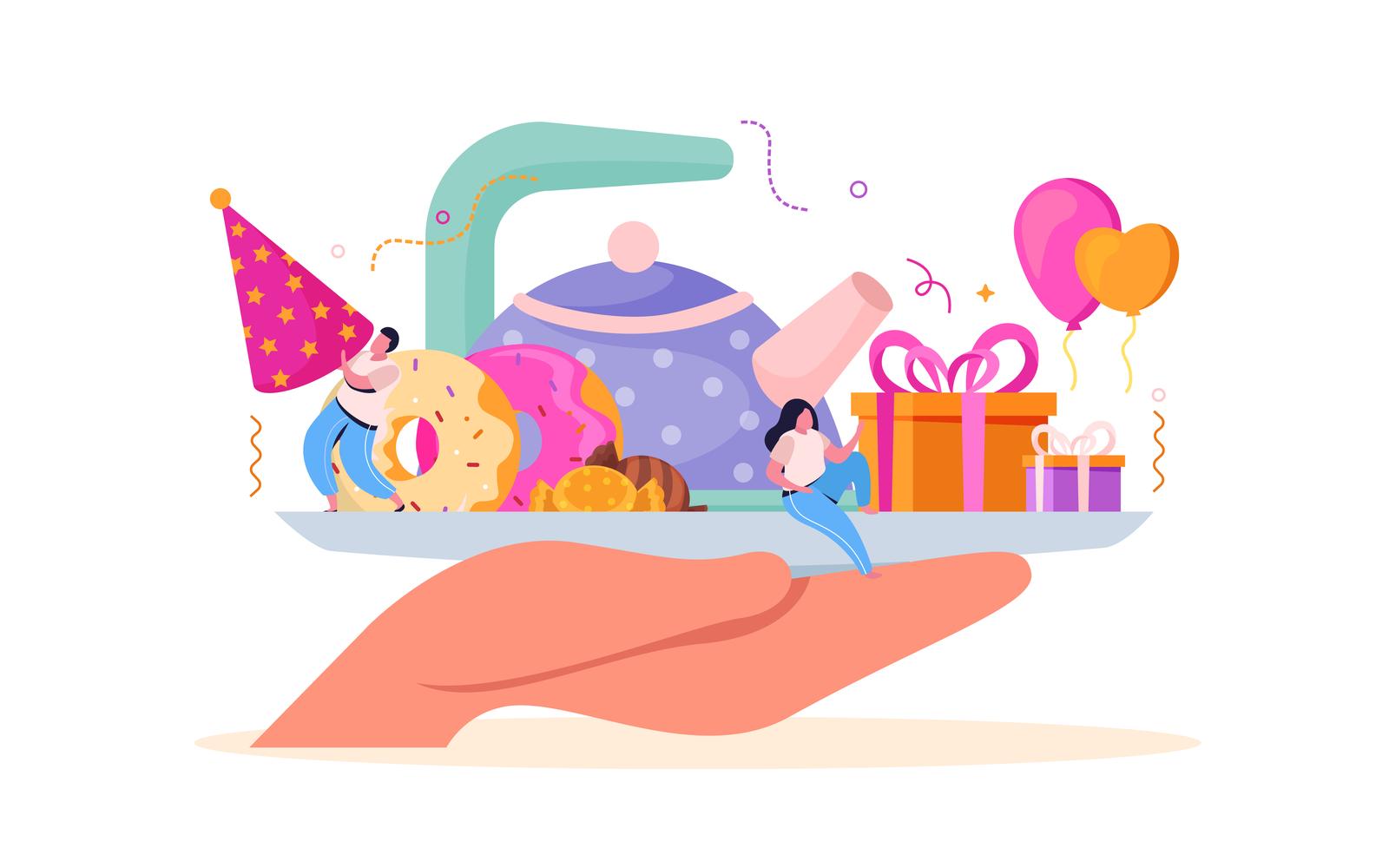 Birthday Flat Composition 210240228 Vector Illustration Concept