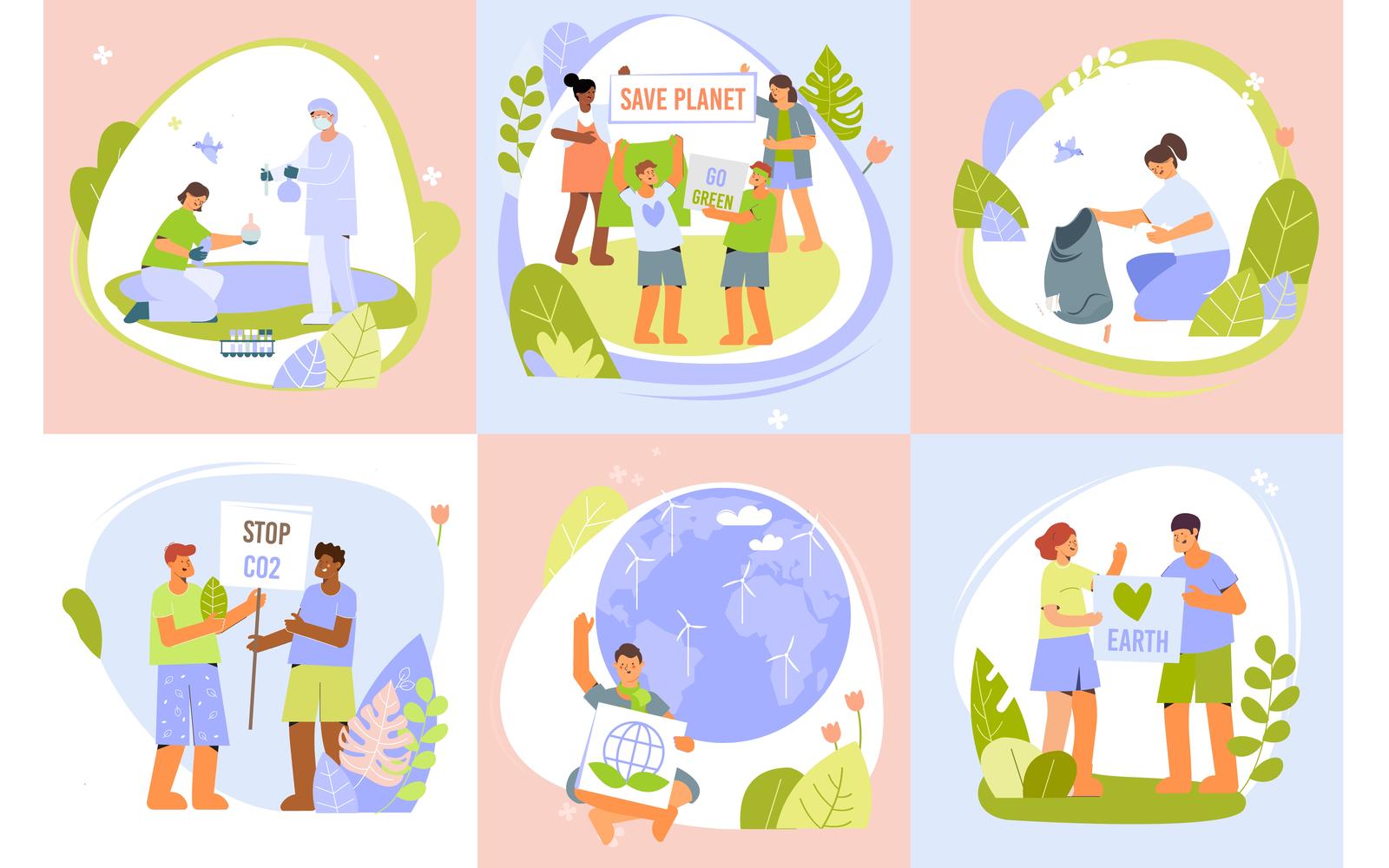 Environmental Protection Composition Set Flat 210260219 Vector Illustration Concept