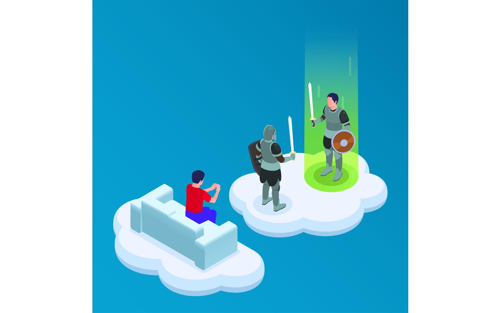 Cloud Gaming Isometric 210120141 Vector Illustration Concept