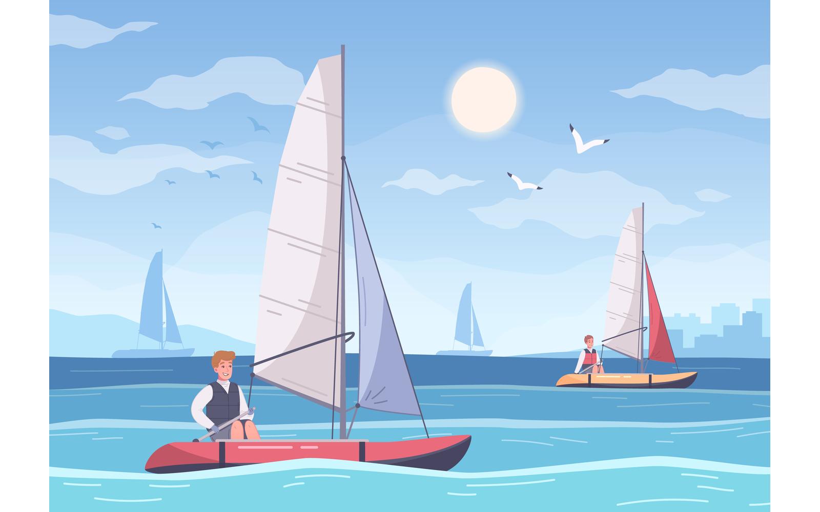 Yachting Cartoon Set 210220308 Vector Illustration Concept