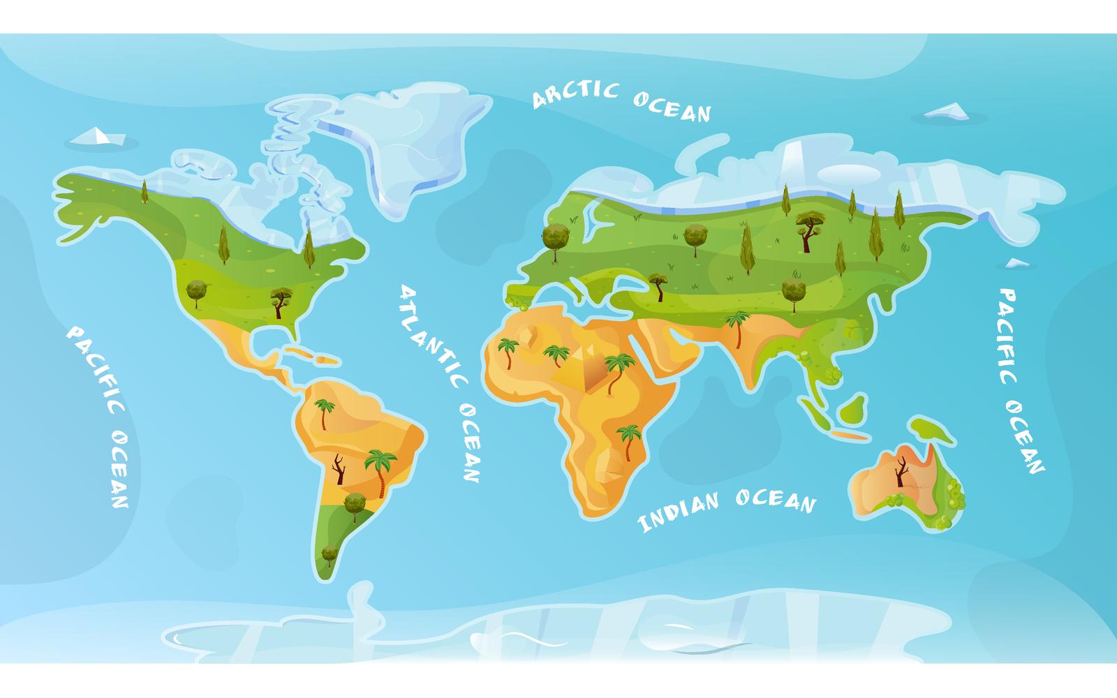 World Ocean Map Flat 210251124 Vector Illustration Concept