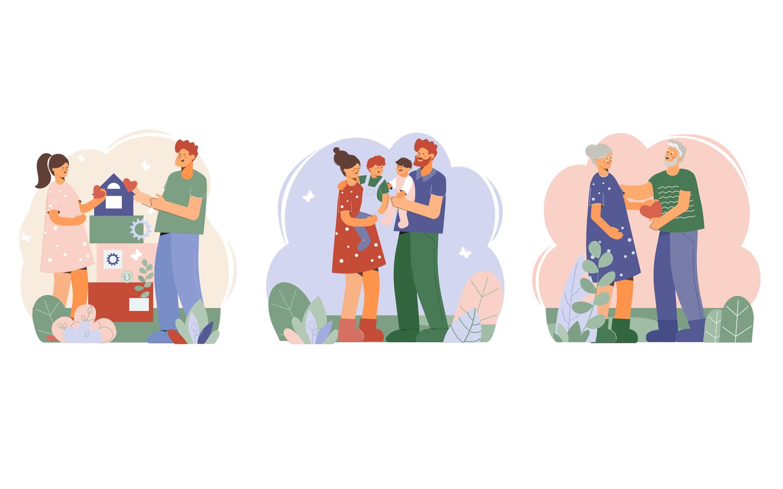 Family Composition Flat 210260207 Vector Illustration Concept