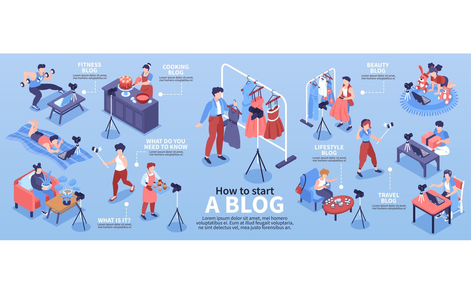 Isometric Blogger Infographics 210312126 Vector Illustration Concept