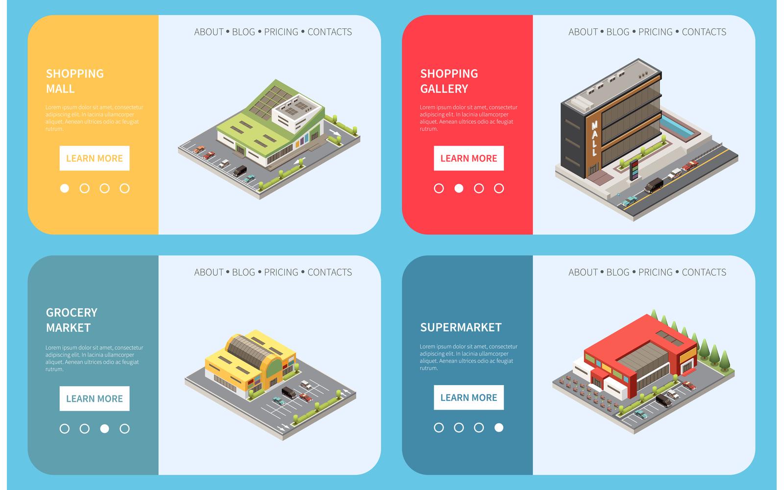 Shopping Mall Supermarket Buildings Isometric 210310935 Vector Illustration Concept