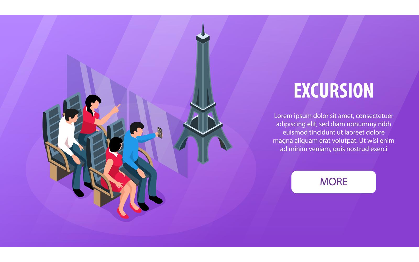 Isometric Excursion Tourists Guide Horizontal Banner 210310513 Vector Illustration Concept