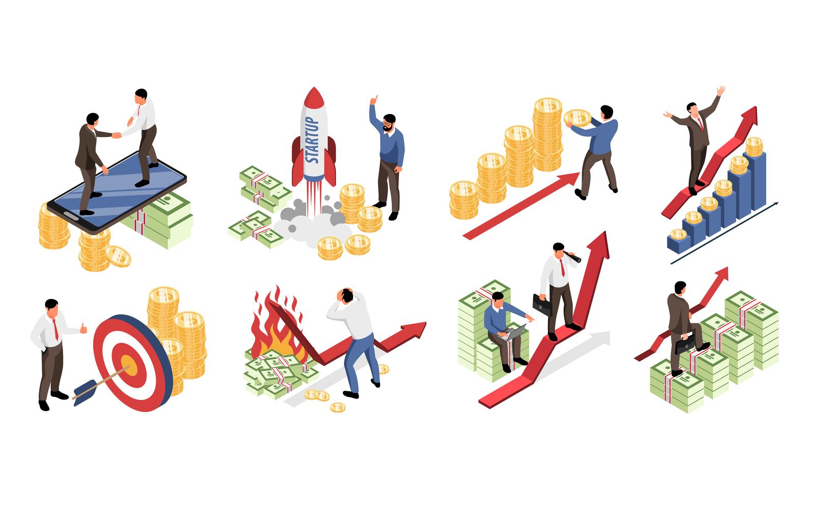 Isometric Investment Color Set 210310530 Vector Illustration Concept