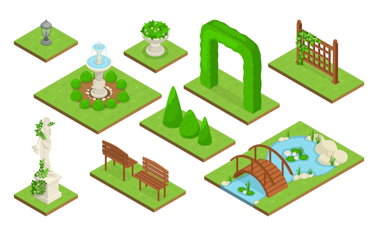 Landscape Design Park Isometric 210370322 Vector Illustration Concept