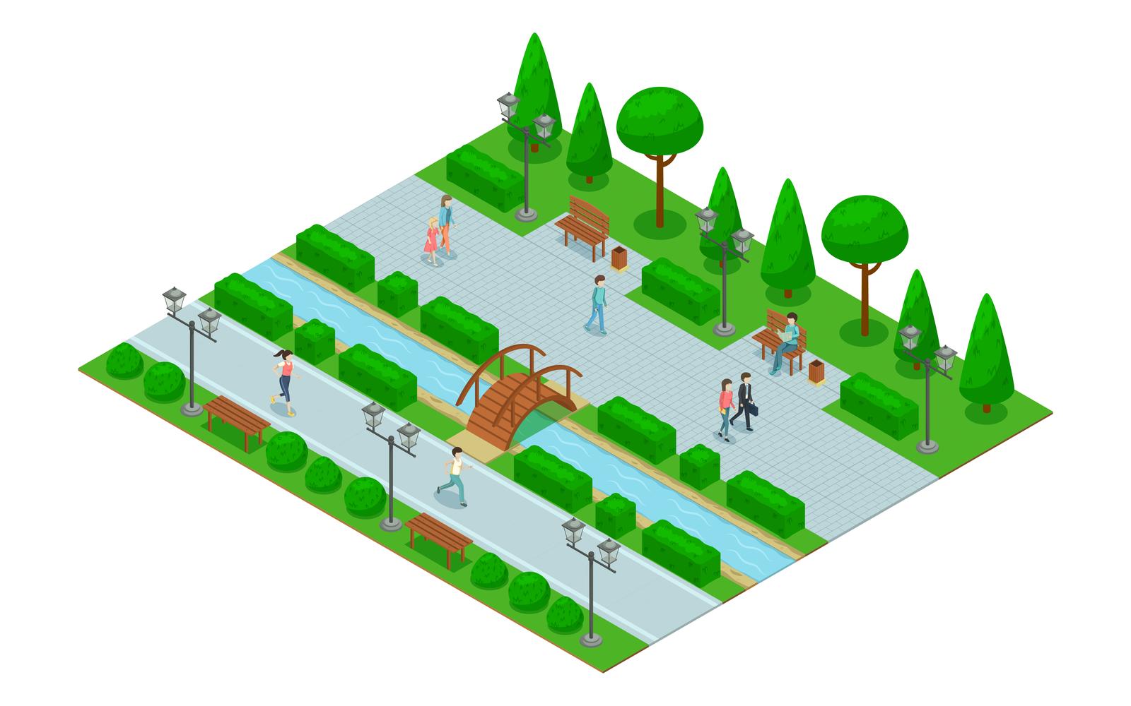 Landscape Design Park Isometric 210370320 Vector Illustration Concept