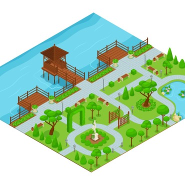 Landscape Isometric Illustrations Templates 209076