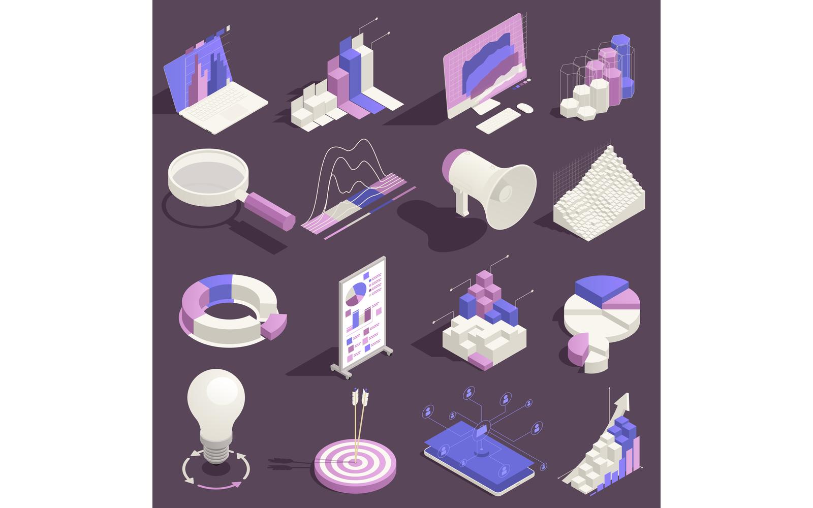 Market Research Isometric Set 201210101 Vector Illustration Concept