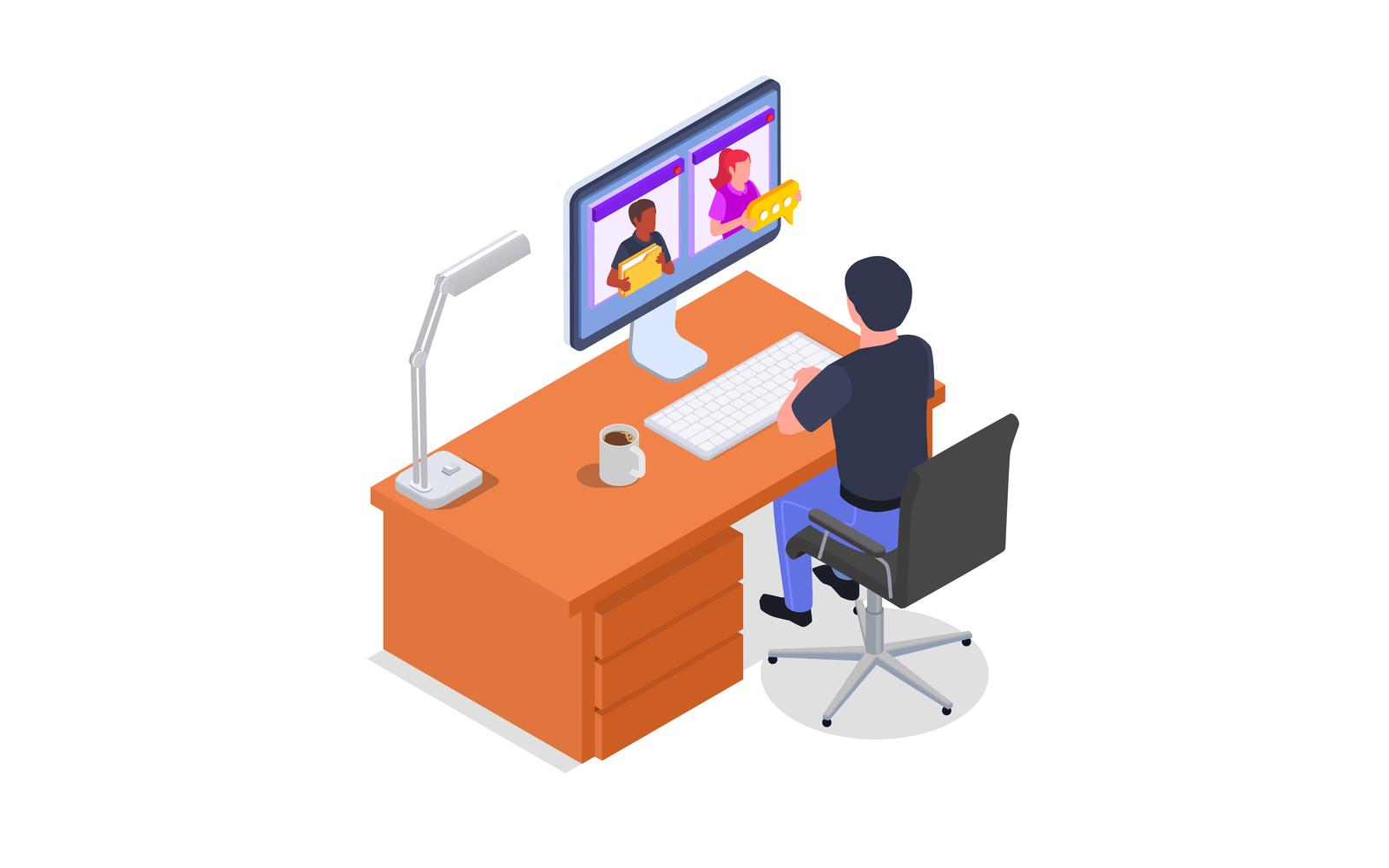 Remote Management Distant Work Isometric 210220118 Vector Illustration Concept