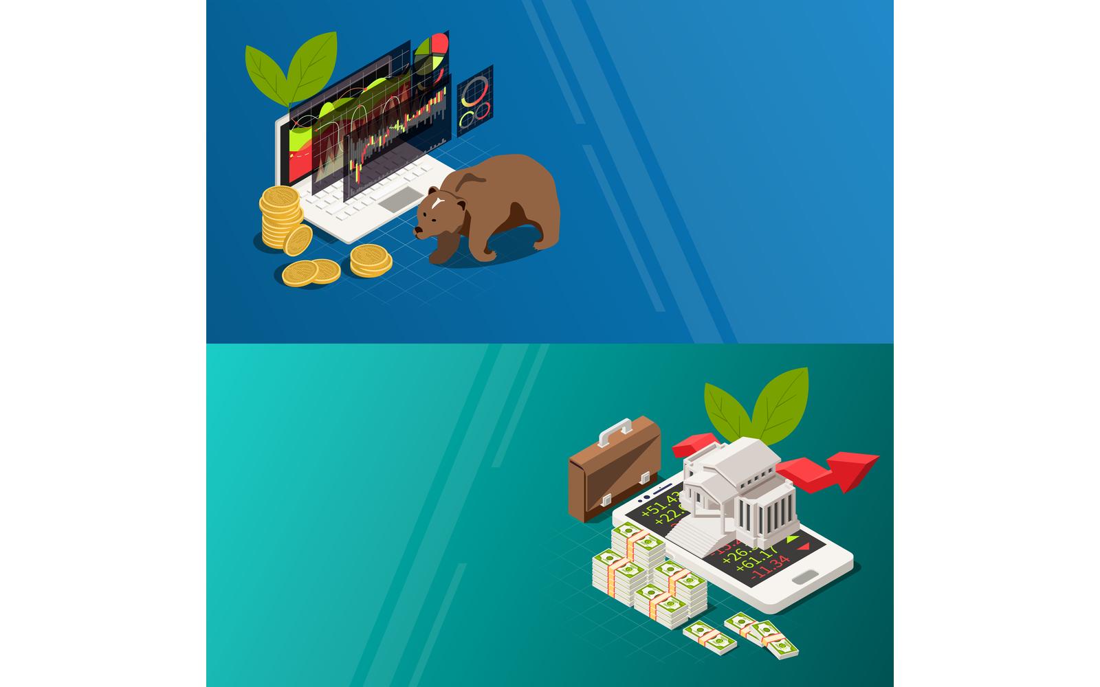 Stock Exchange Isometric Banners 210360716 Vector Illustration Concept