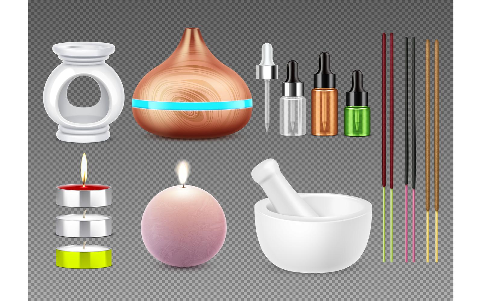 Aromatherapy Realistic Set Transparent 210321128 Vector Illustration Concept