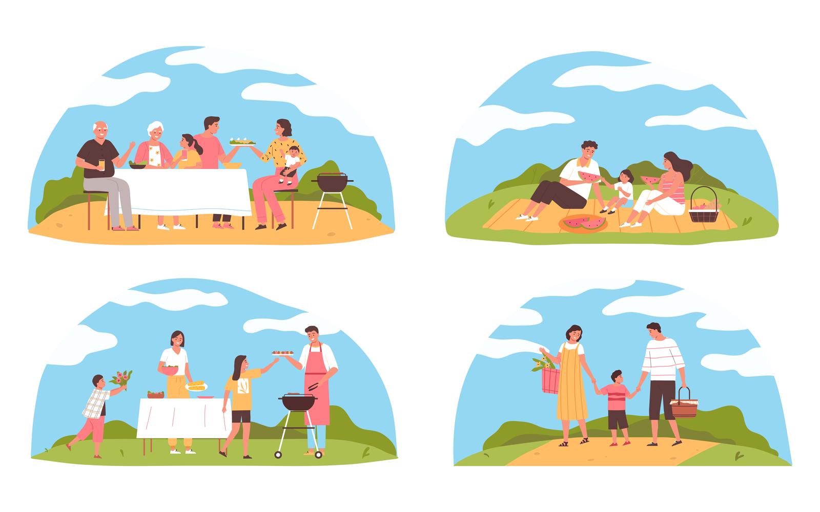 Family Bbq Color Set 210370210 Vector Illustration Concept