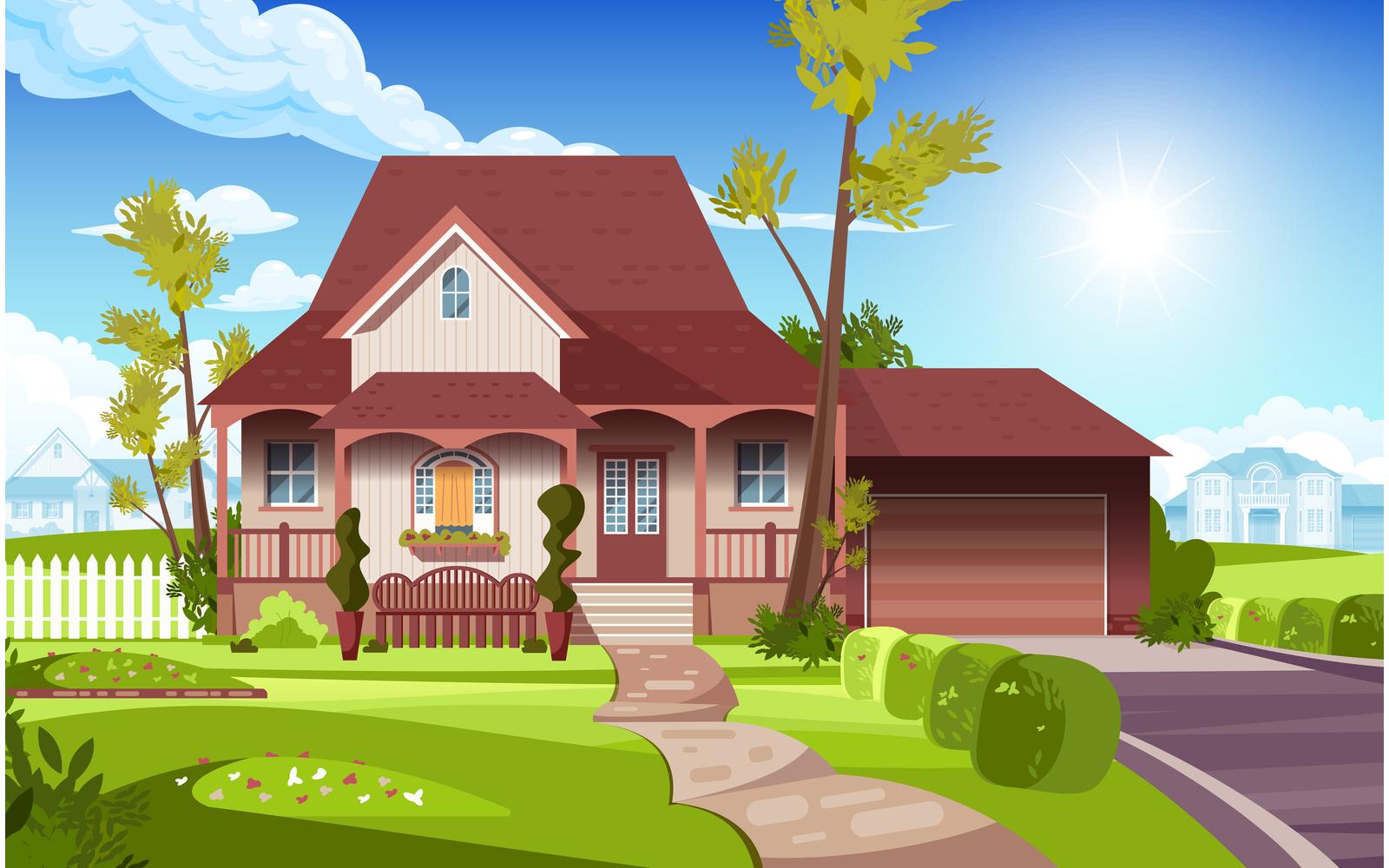 Suburban House 210351820 Vector Illustration Concept