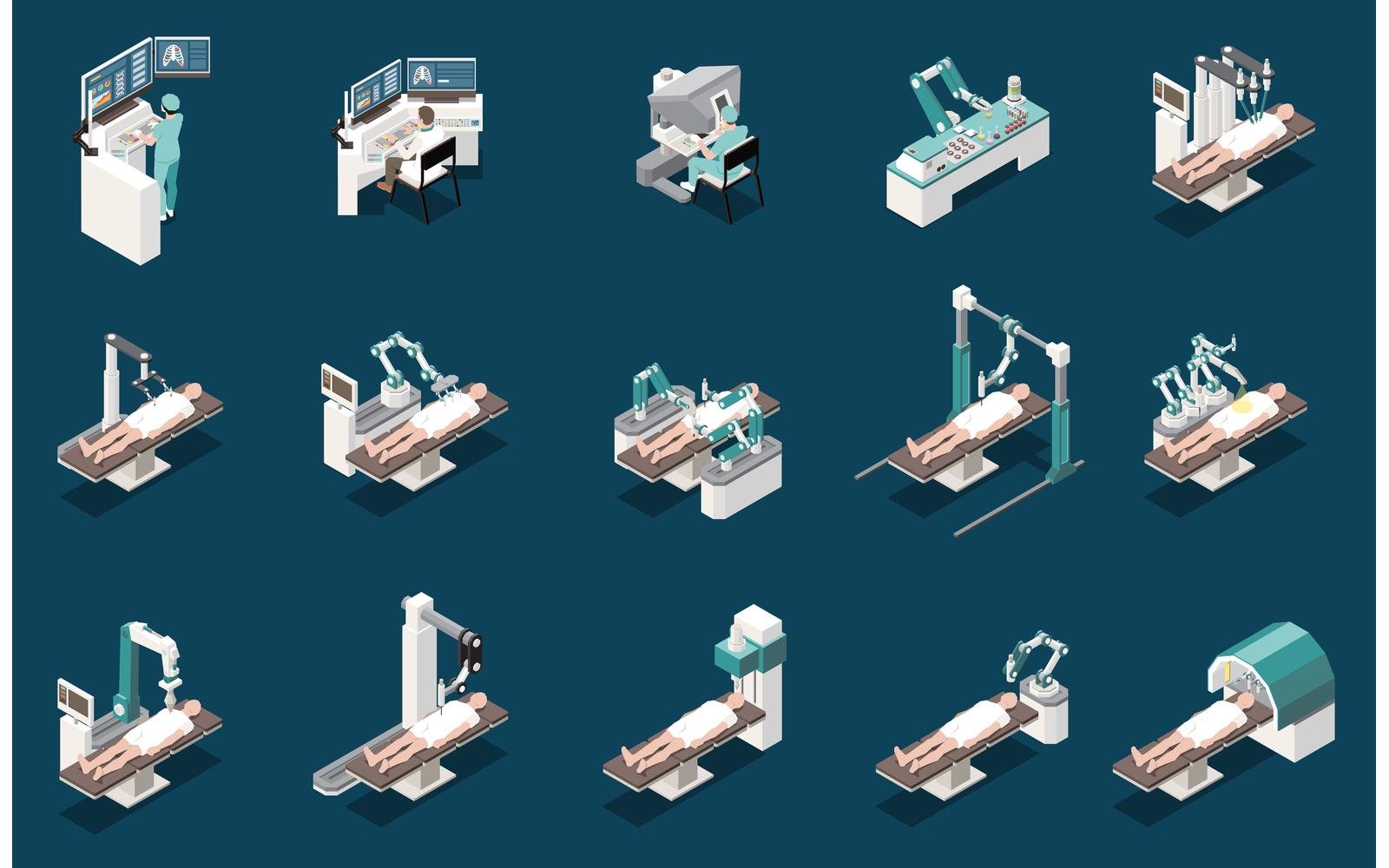 Robotic Surgery Isometric Set 210310910 Vector Illustration Concept