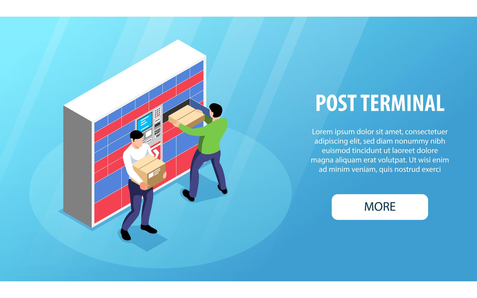 Isometric Post Terminal Horizontal Banner 210310542 Vector Illustration Concept