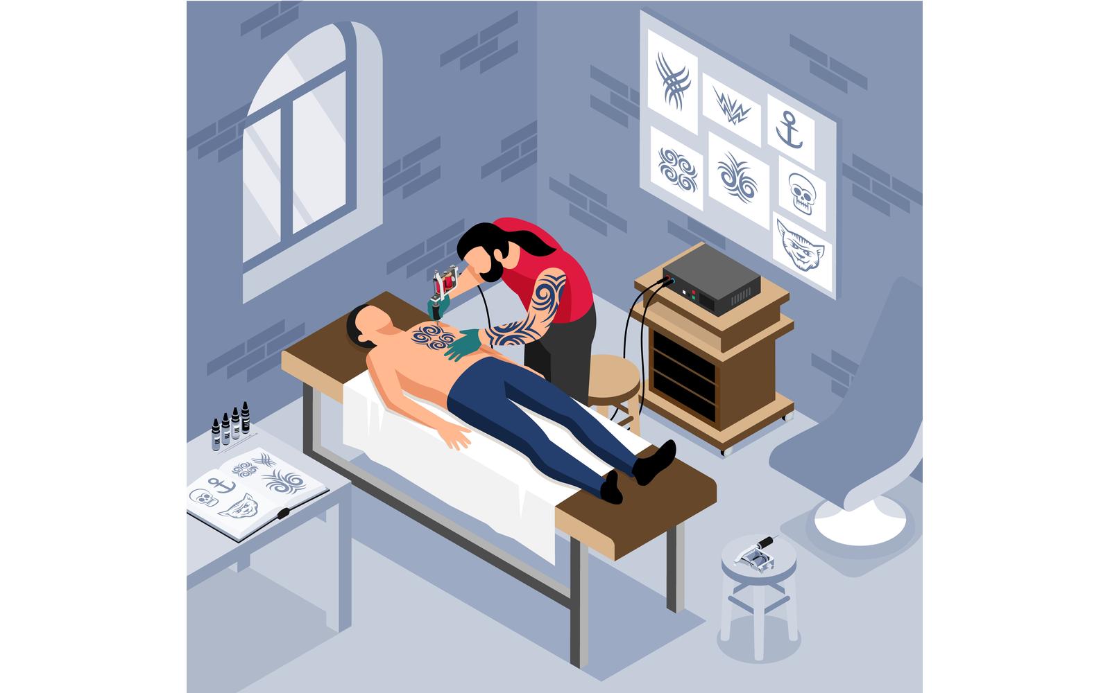 Isometric Tattoo Artist Illustration 210310503 Vector Illustration Concept