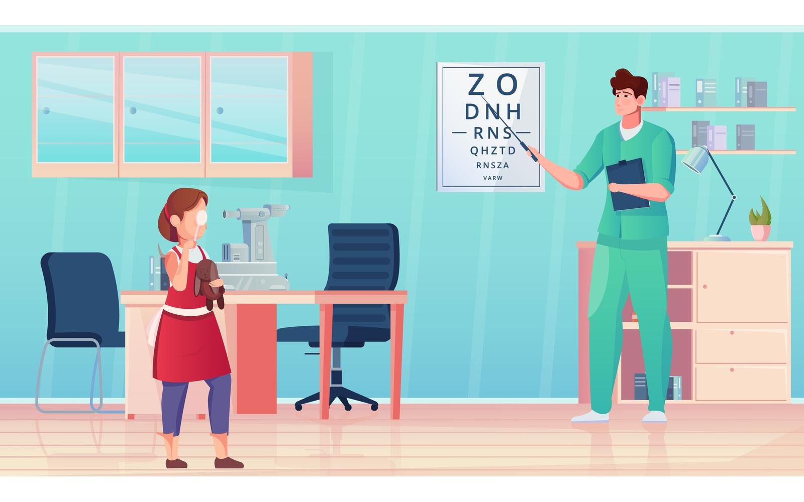 Eye Examination Children Flat 210351106 Vector Illustration Concept