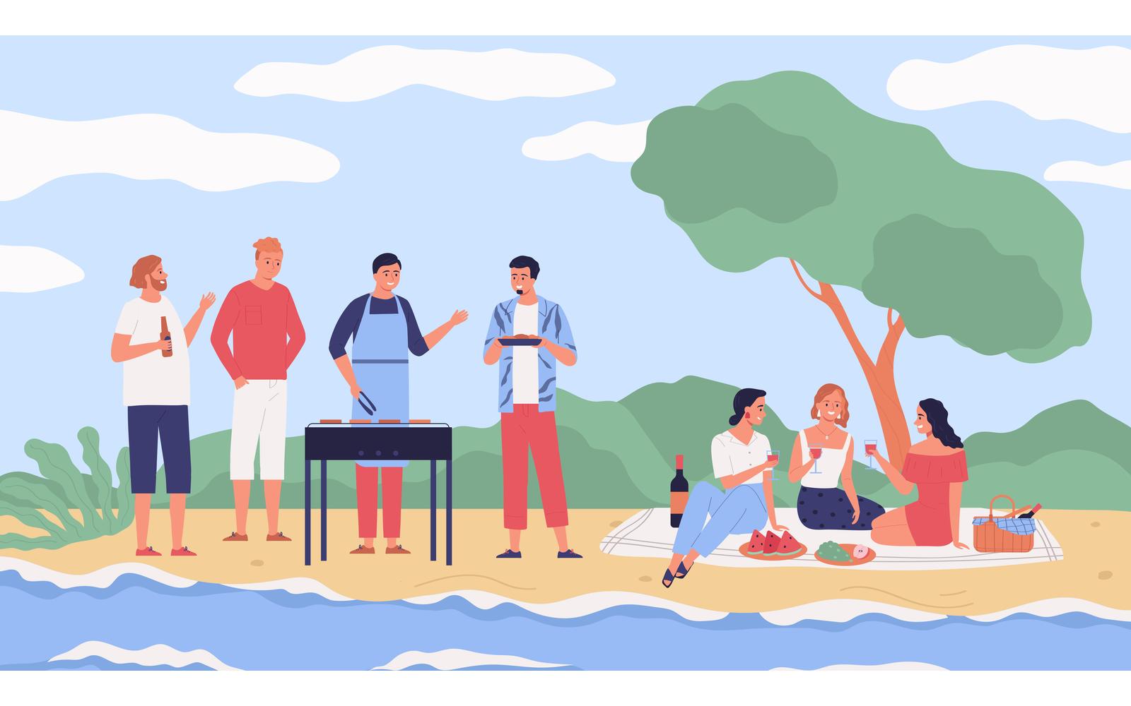 Friends Bbq Illustration 210370213 Vector Illustration Concept