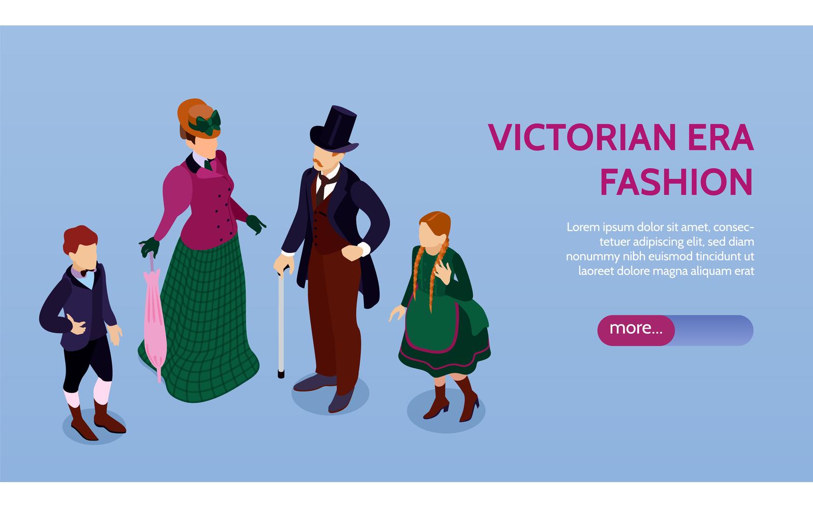 Isometric Victorian Fashion Horizontal Banner 210303206 Vector Illustration Concept