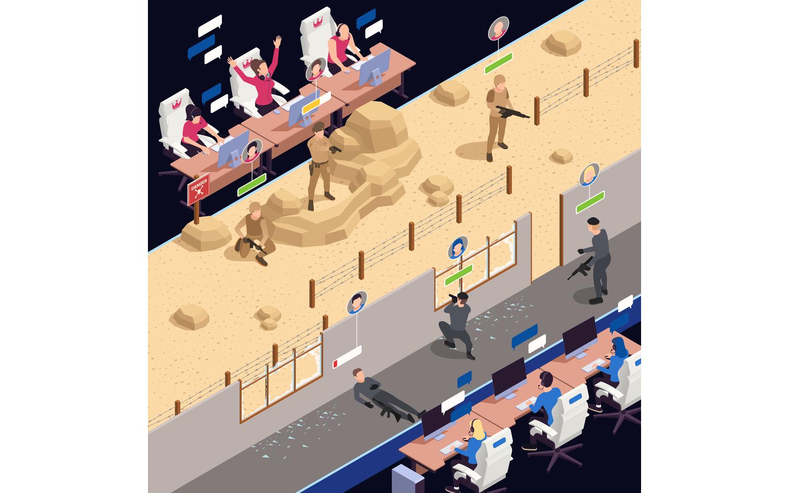 Cyber Sport E-Sport Isometric 210410111 Vector Illustration Concept