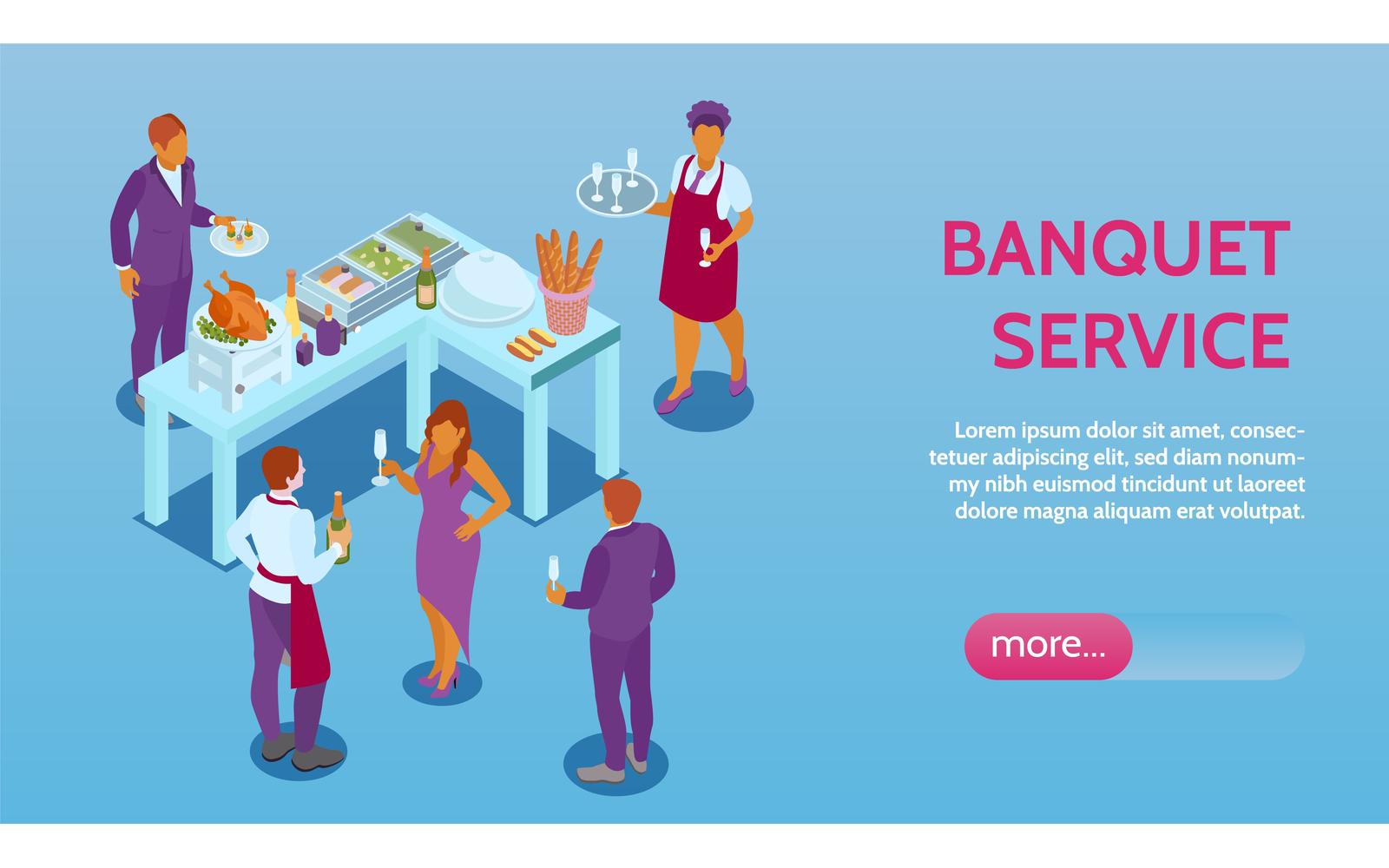 Isometric Banquet Service Horizontal Banner 210403218 Vector Illustration Concept