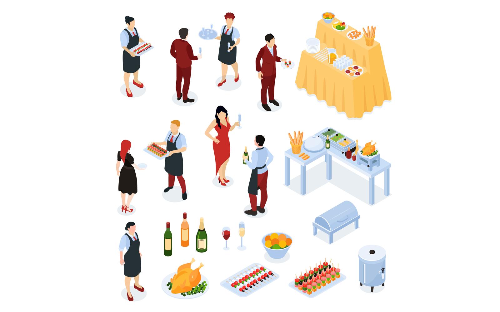 Isometric Banquet Service Set 210403213 Vector Illustration Concept