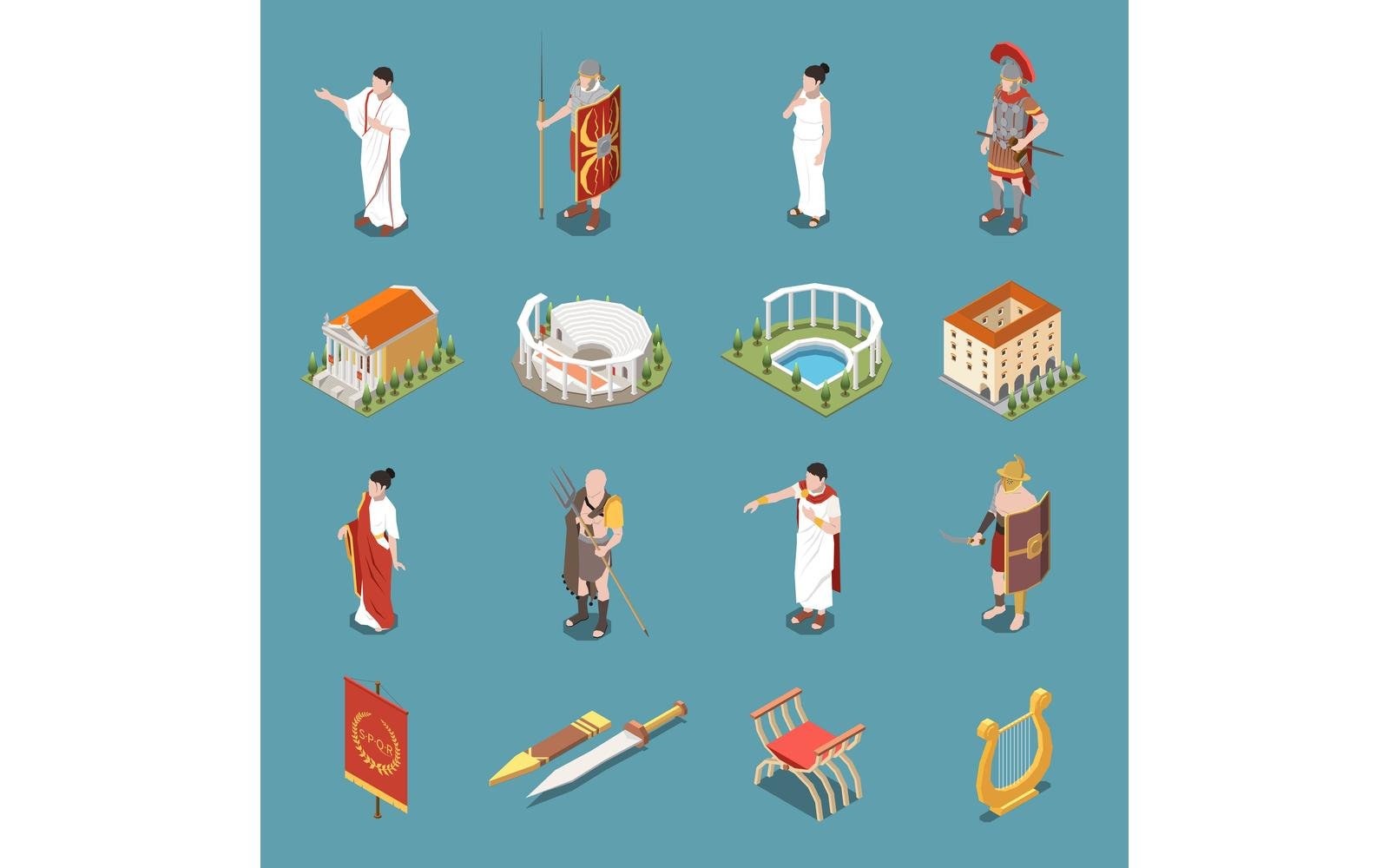 Roman Empire Isometric Set 210310919 Vector Illustration Concept