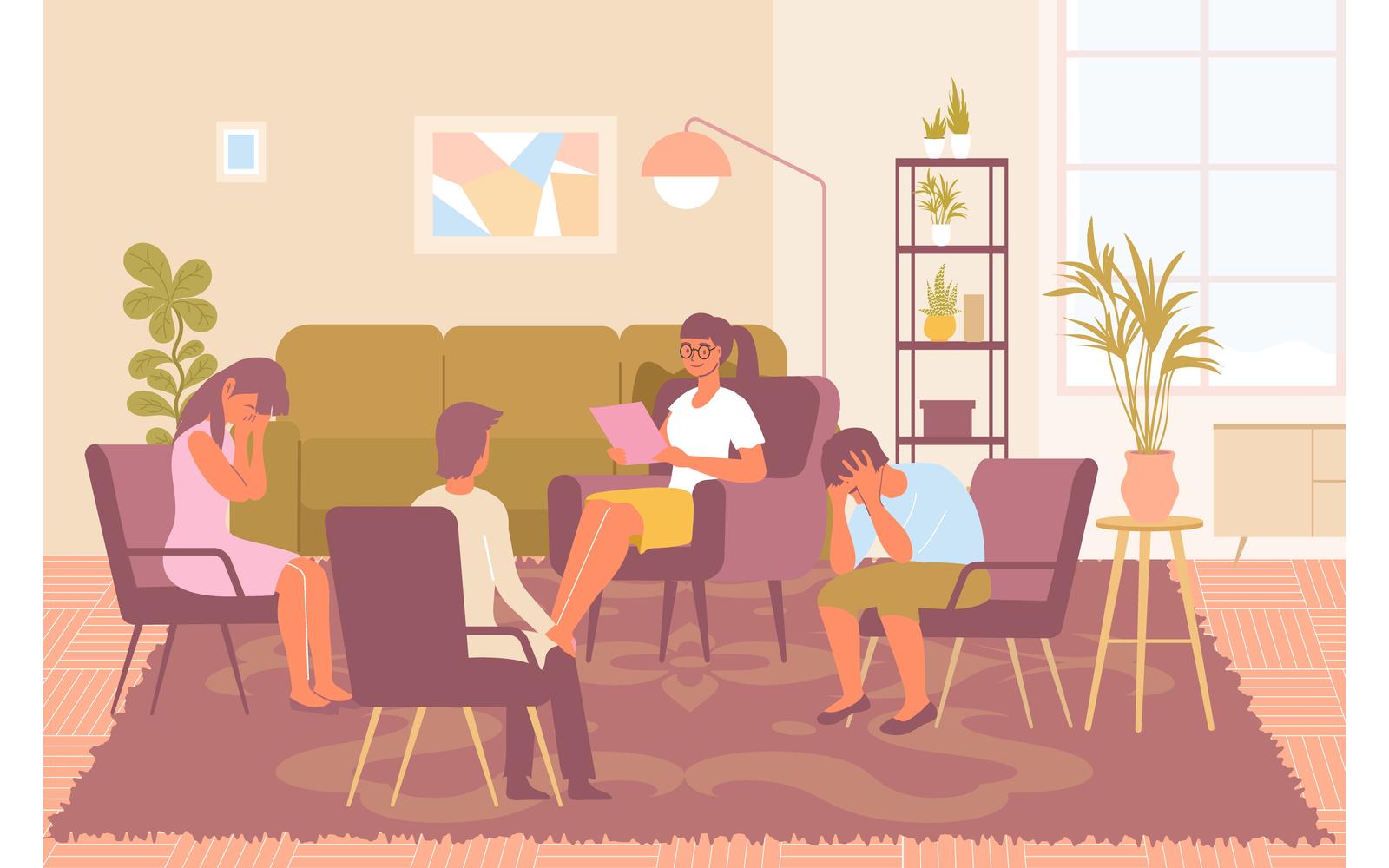 Group Psychotherapy Flat 210350617 Vector Illustration Concept