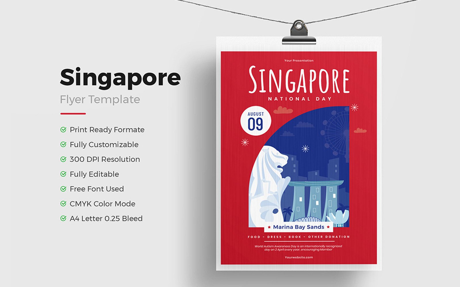 Singapore National Day Flyer Template