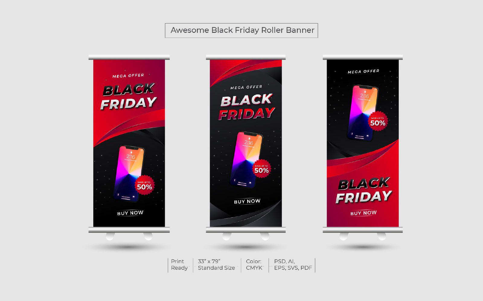Modern Black Friday Roll Up Banner or Standee