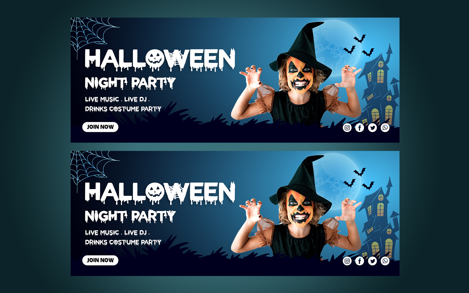 Halloween Party Social Media Facebook Cover template