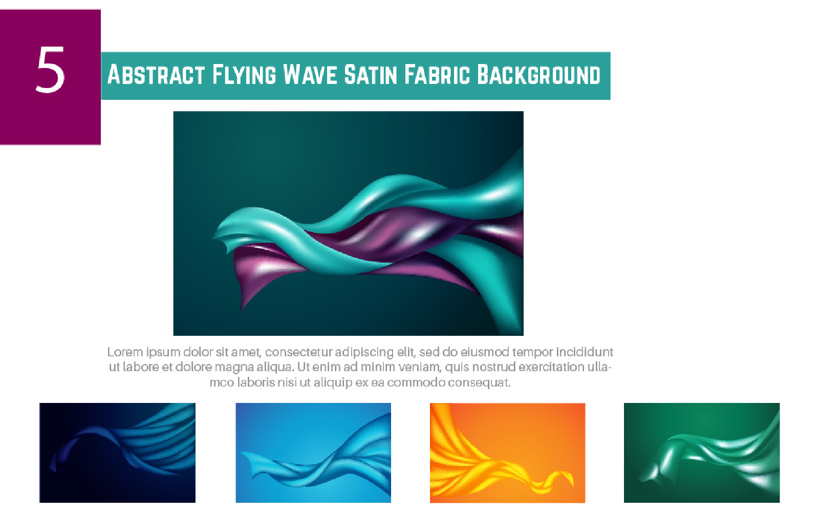 5 Abstract Flying Wave Satin Fabric Background