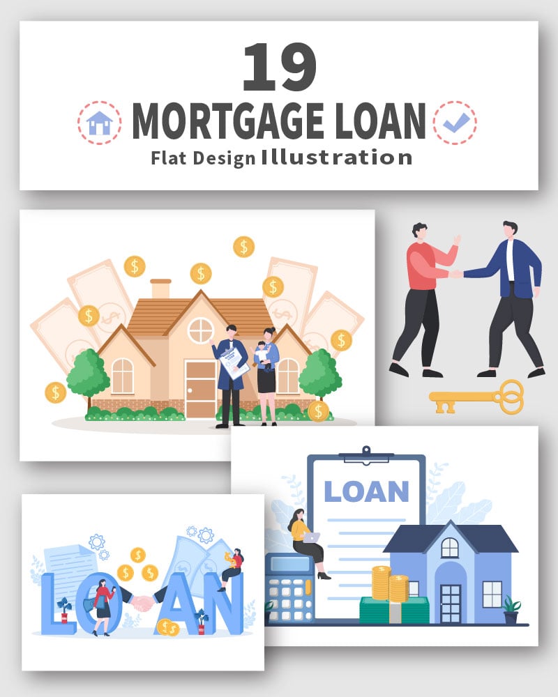 19 Mortgage Loan Debt Instruments Vector illustration