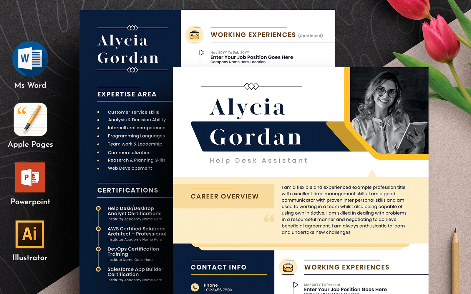 Modern Creative Editable Resume Cv Template With Word Apple Pages Format