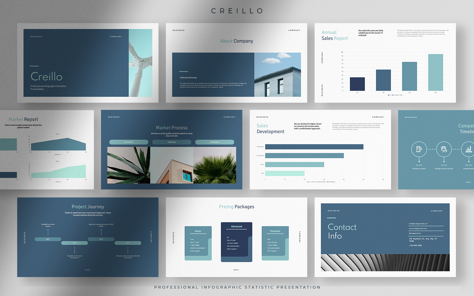 Creillo - Blue Lake Professional Infographic Statistics Presentation