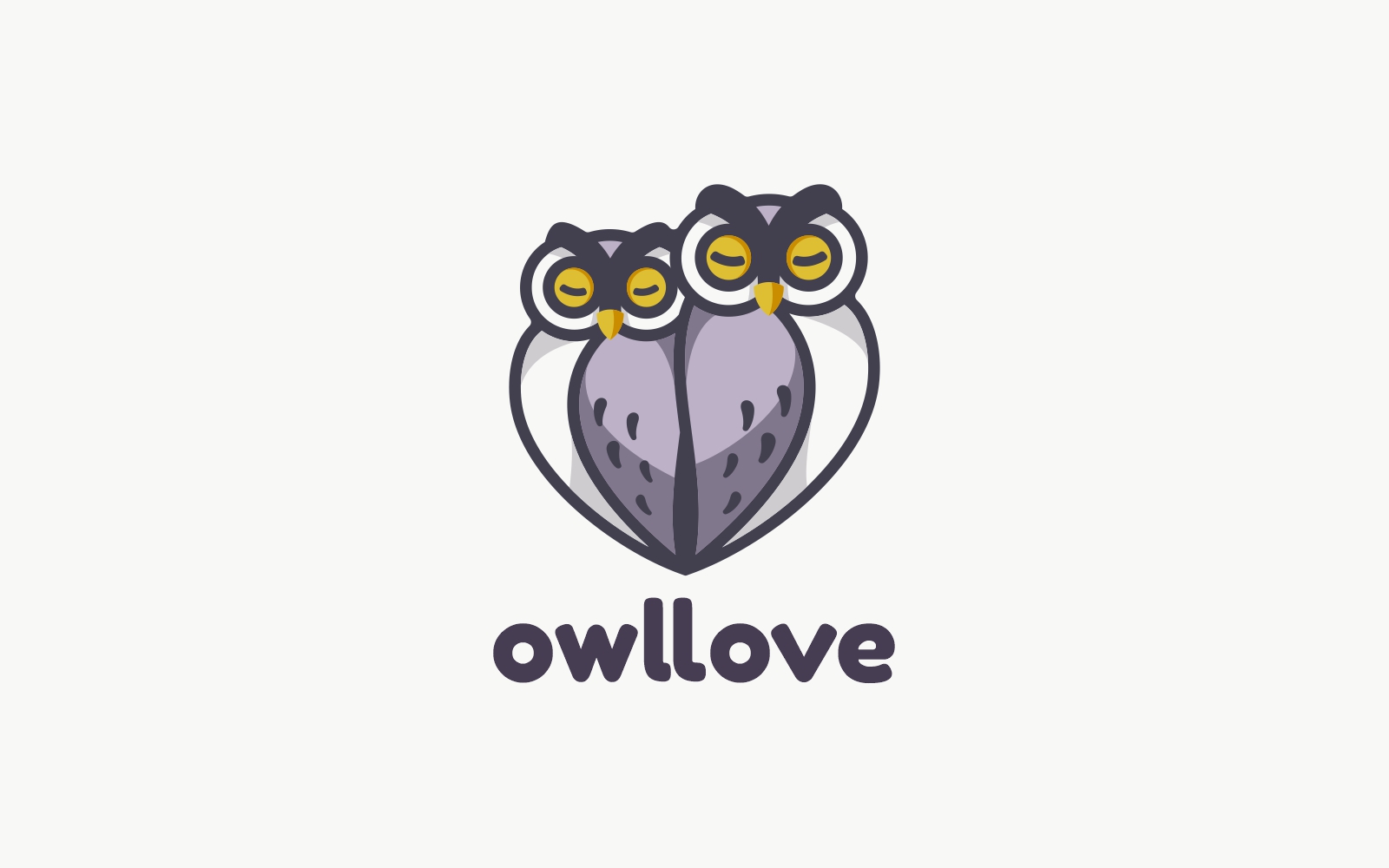 Owl Love Simple Mascot Logo Style