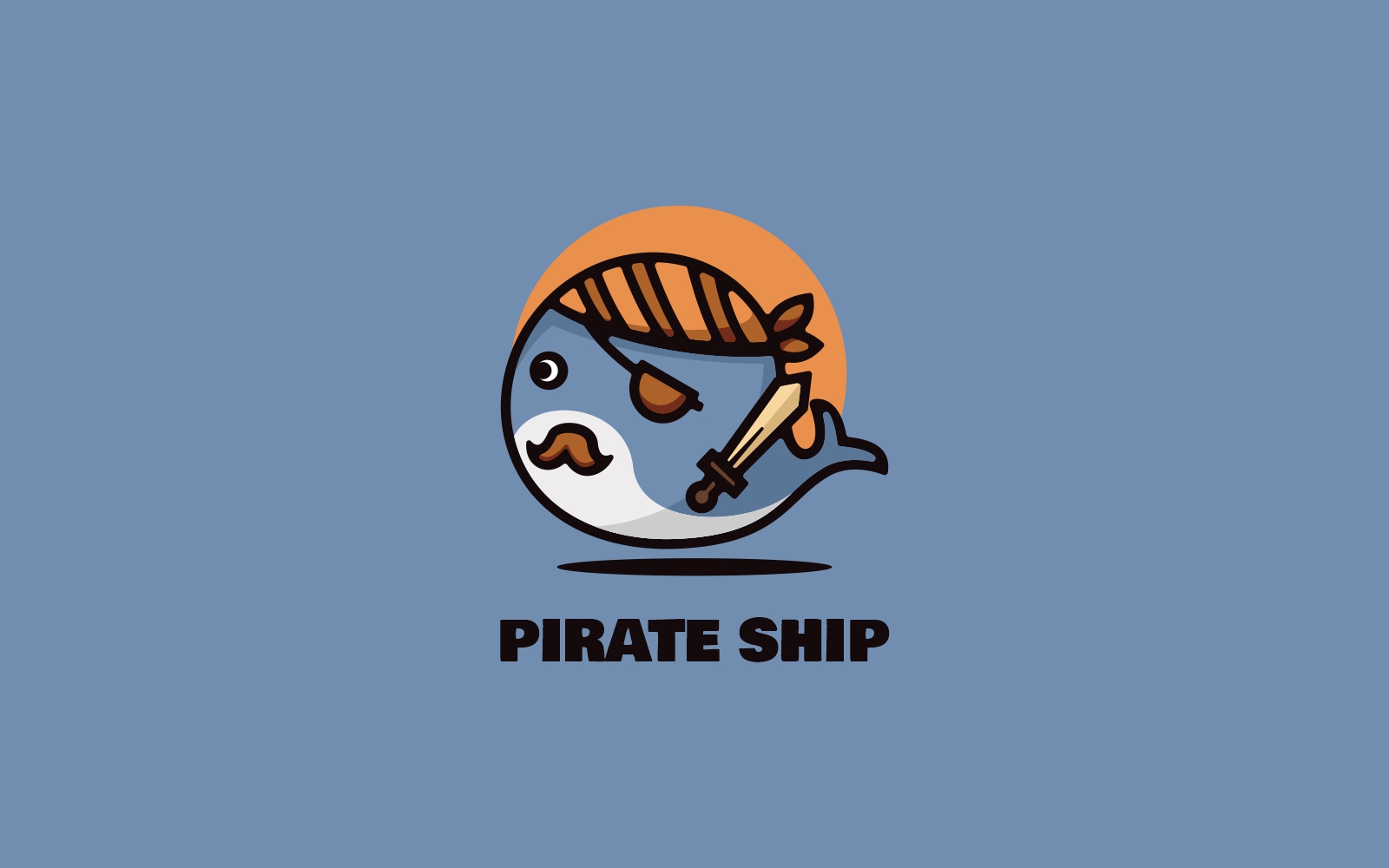Pirate Whale Simple Mascot Logo
