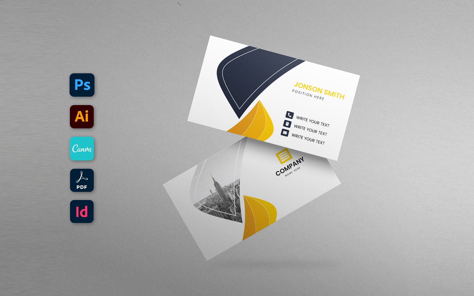 Clean Business Card Illustrator, Photoshop, Indesign & Canva Template