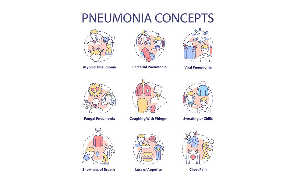 Pneumonia Concept Icons Set